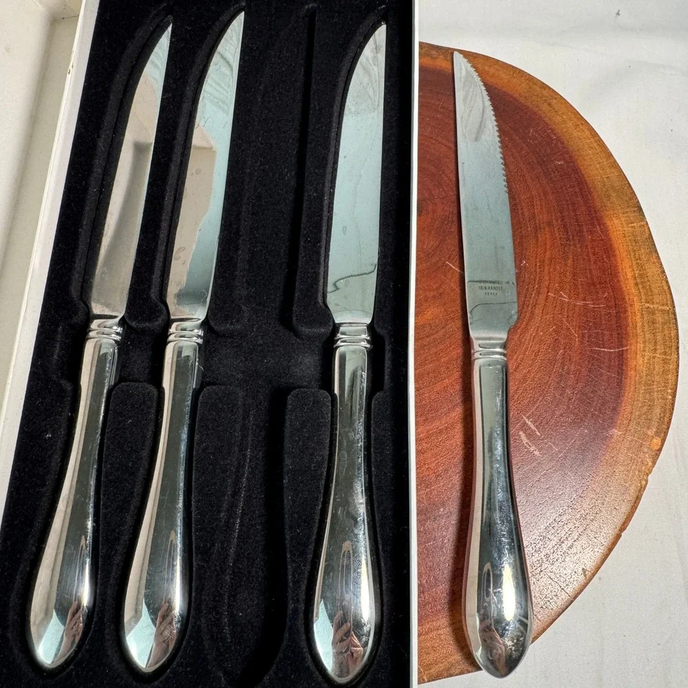 Instrumentals 18/8 Stainless Steel Steak Knives Set of 4 Teardrop Handle Korea